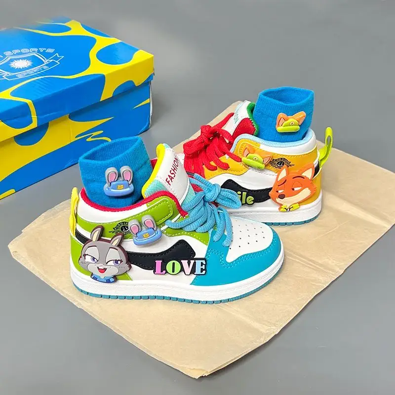New Spring & Autumn Children's High-Top & Low-Top Sneakers Cute Rabbit Design Casual Shoes for Boys & Girls