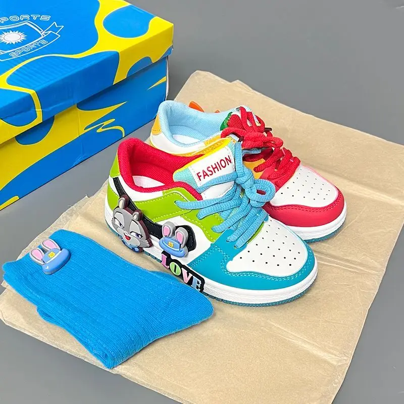 New Spring & Autumn Children's High-Top & Low-Top Sneakers Cute Rabbit Design Casual Shoes for Boys & Girls