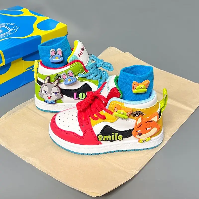 New Spring & Autumn Children's High-Top & Low-Top Sneakers Cute Rabbit Design Casual Shoes for Boys & Girls