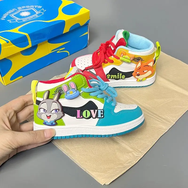 New Spring & Autumn Children's High-Top & Low-Top Sneakers Cute Rabbit Design Casual Shoes for Boys & Girls