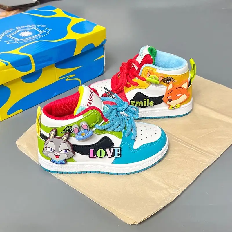 New Spring & Autumn Children's High-Top & Low-Top Sneakers Cute Rabbit Design Casual Shoes for Boys & Girls