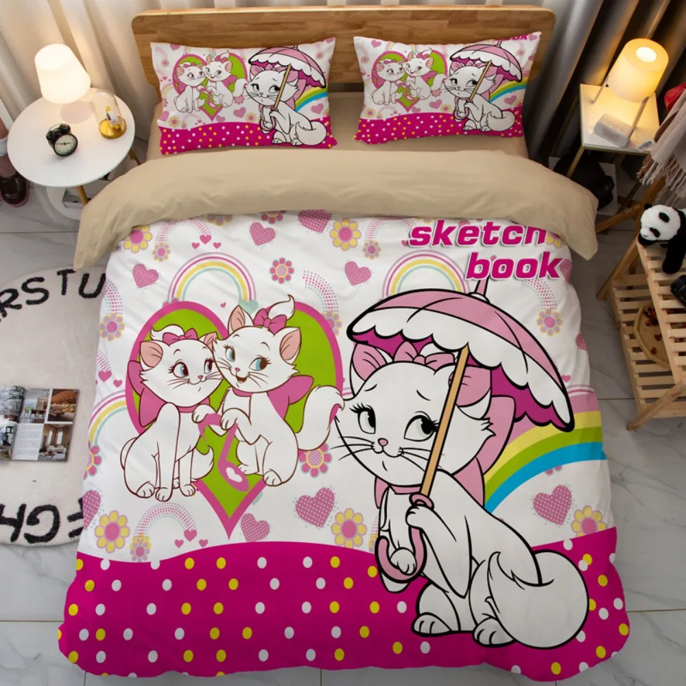 Mary Cat Duvet Cover pillowcase Bedding Bedroom Decoration Children Gift adult Single Double bed Large SizeZip Duvet Cover