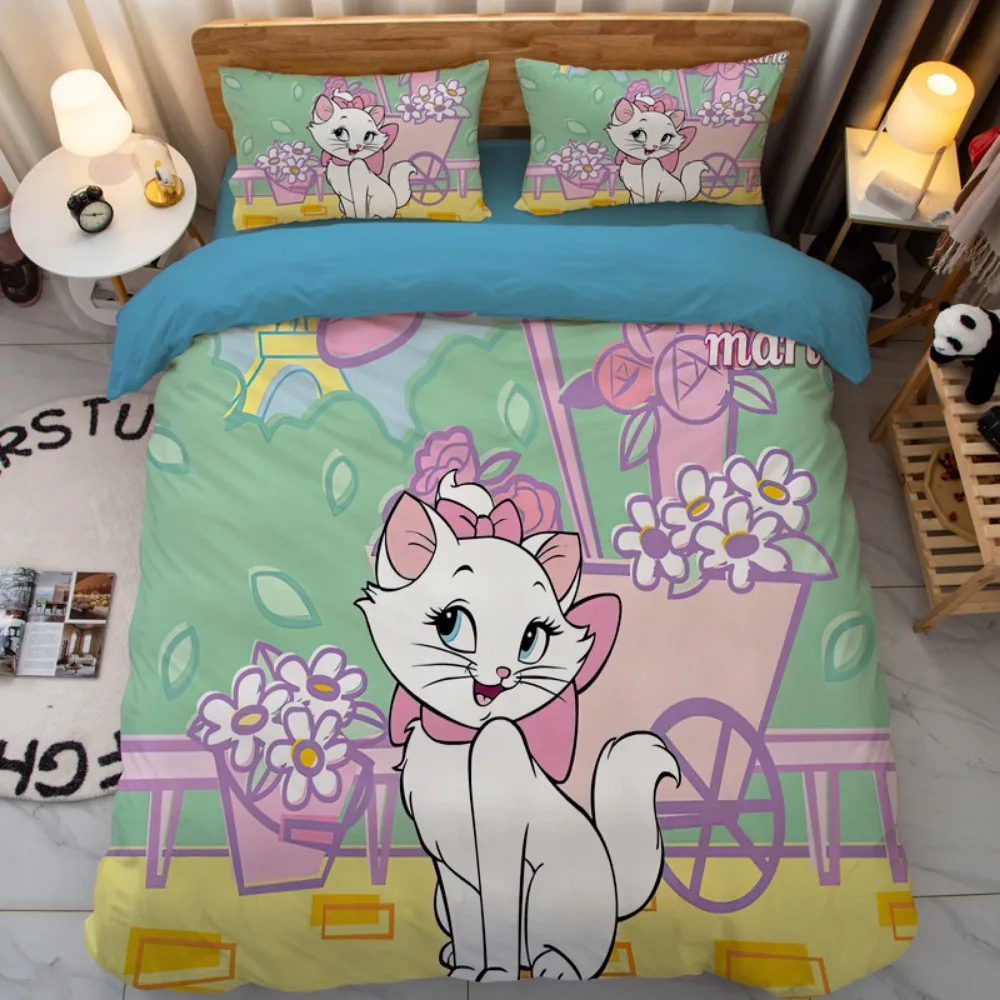 Mary Cat Duvet Cover pillowcase Bedding Bedroom Decoration Children Gift adult Single Double bed Large SizeZip Duvet Cover