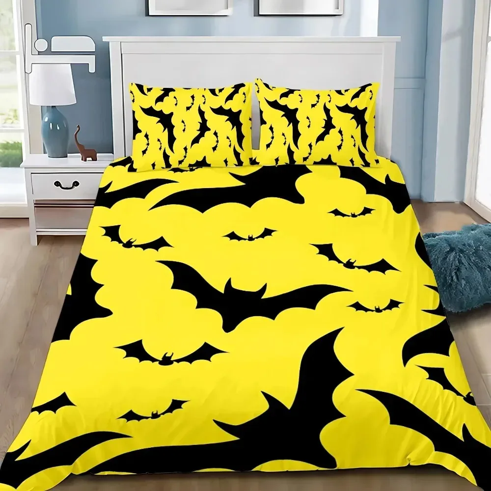 Black Bat Duvet Cover pillowcase Bedding Bedroom Decoration Children Gift adult Single Double bed Large SizeZip Duvet Cover