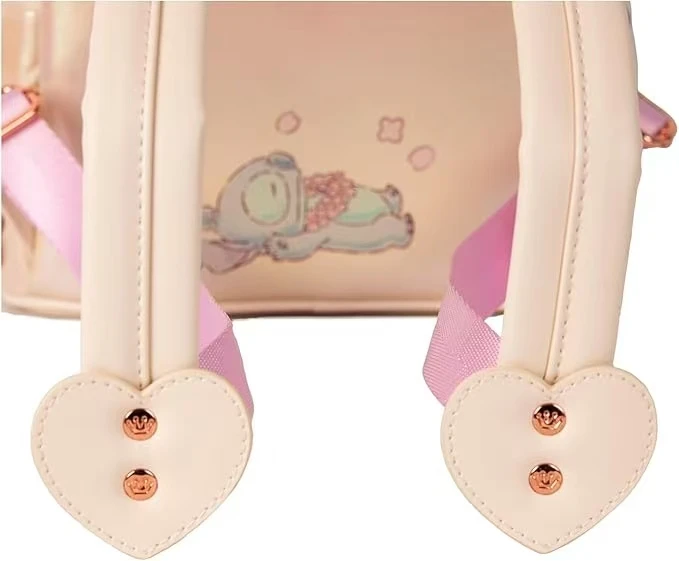 Stitch & Angel Cherry Blossom Heart Mini Double Shoulder Bags Stitch PU Leather Women Double Shoulder Bags