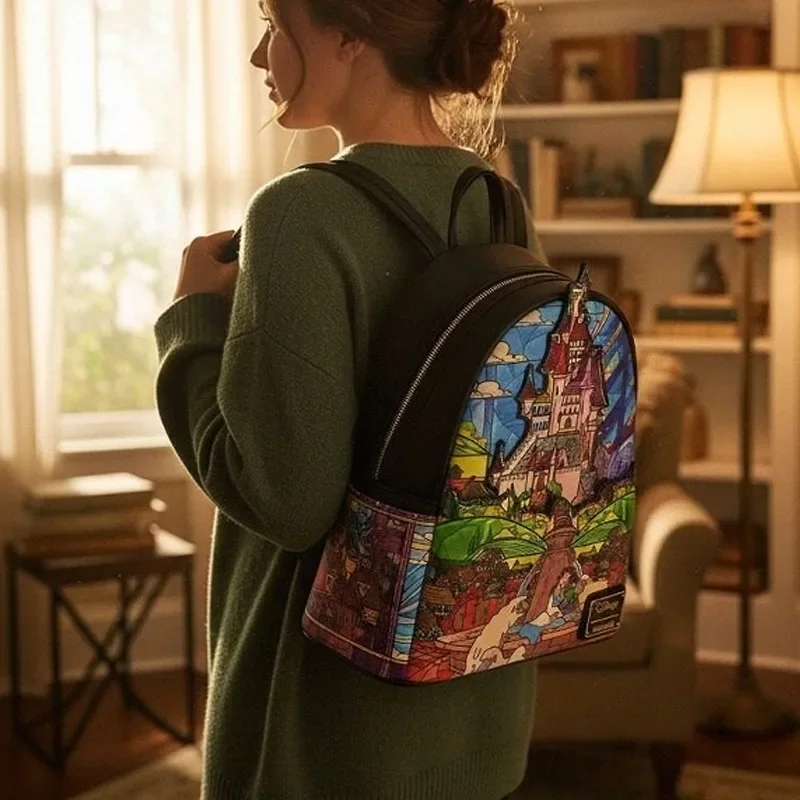 Beauty and The Beast Belle Castle Mini Backpack for Fashion Gift Mini Backpack Shoulder Bag Travel Bag Birthday Gift